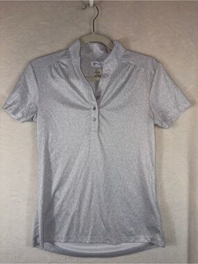 Greg Norman  Patterned Short Sleeve Polo Top Gray Small